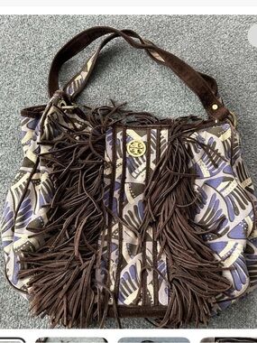 Tory Burch gorgeous  Patterned large Fringe Shoulder Bag
